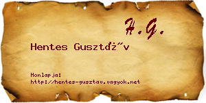 Hentes Gusztáv névjegykártya